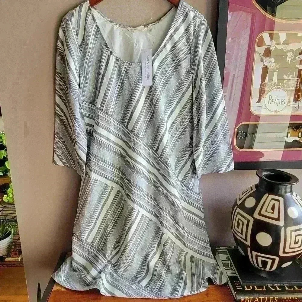 SOFT SURROUNDINGS SONYA LINEN WOMEN'S DRESS PLUS SIZE PL NWT POCKETS - Picture 3 of 14